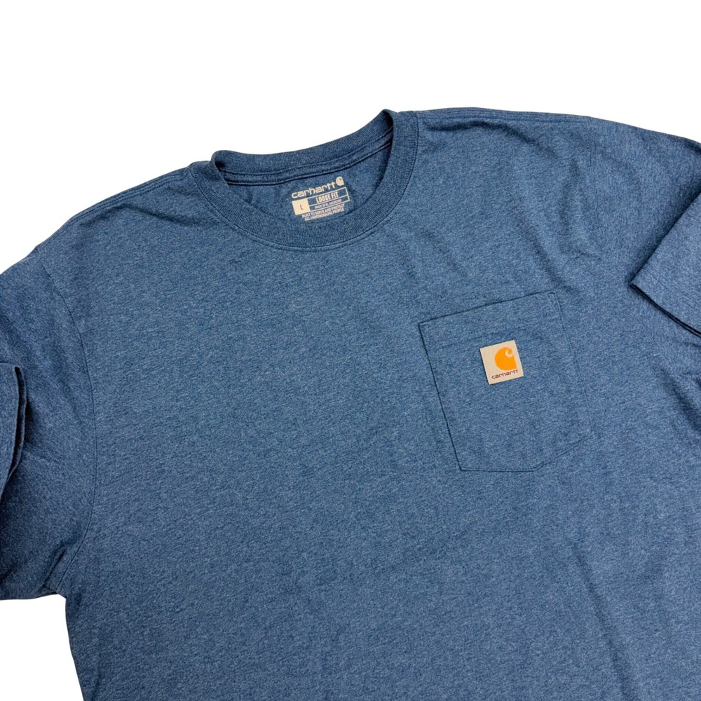 Carhartt K87 Loose Fit Pocket T-Shirt Mens Large Heather Blue Short Sleeve Tee - Picture 3 of 7